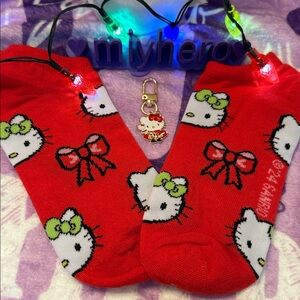 RED Hello Kitty Holiday no show socks and bag charm